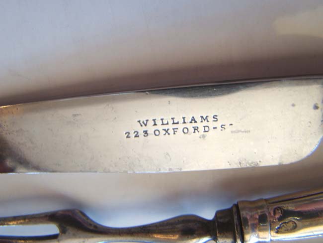 A set of Six Irish Silver Fruit Forks circa 1750 and Six English Silver Fruit Knives circa 1860 — image 2